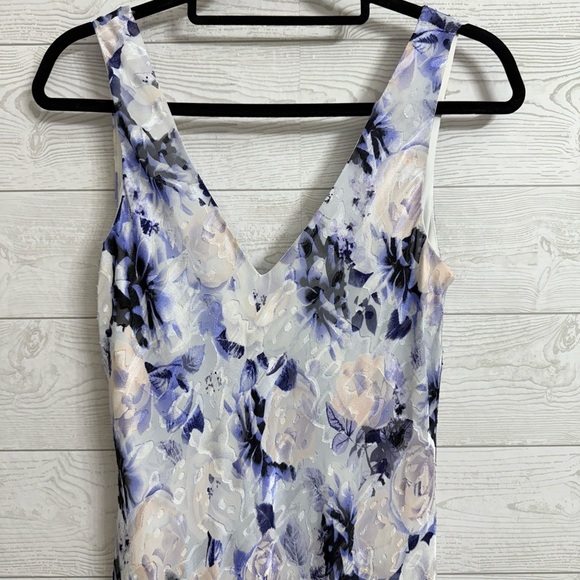 Alex Evening Women’s Purple Floral Sleeveless Tea Length Dress. Size 8 - Picture 3 of 8